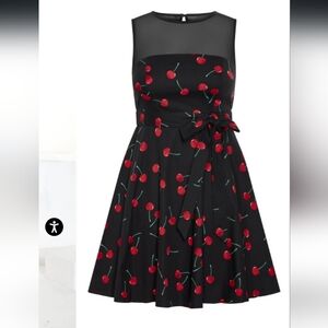 NWT City Chic Cherry Print Lightweight Molly Dress Size XL 22